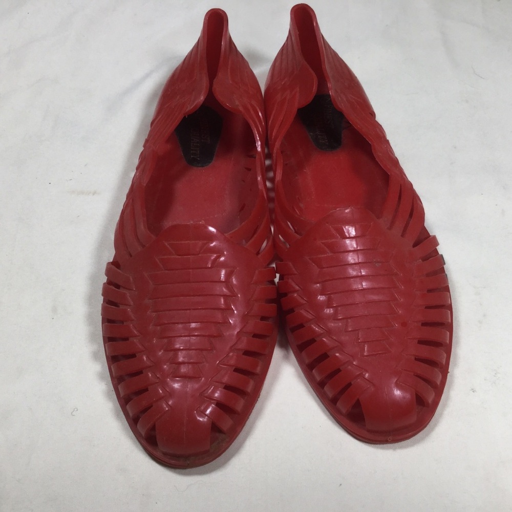 Vintage 80’s Best Quality Red Jelly Sandals 7